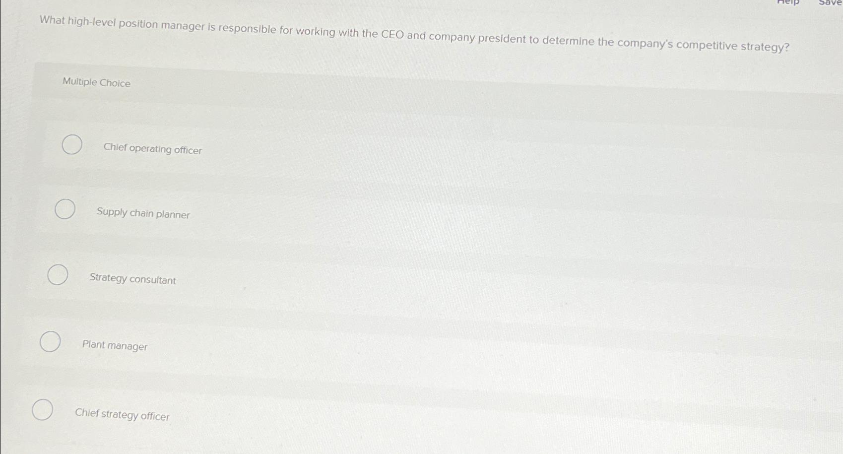  What high-level position manager is responsible for working with the CEO