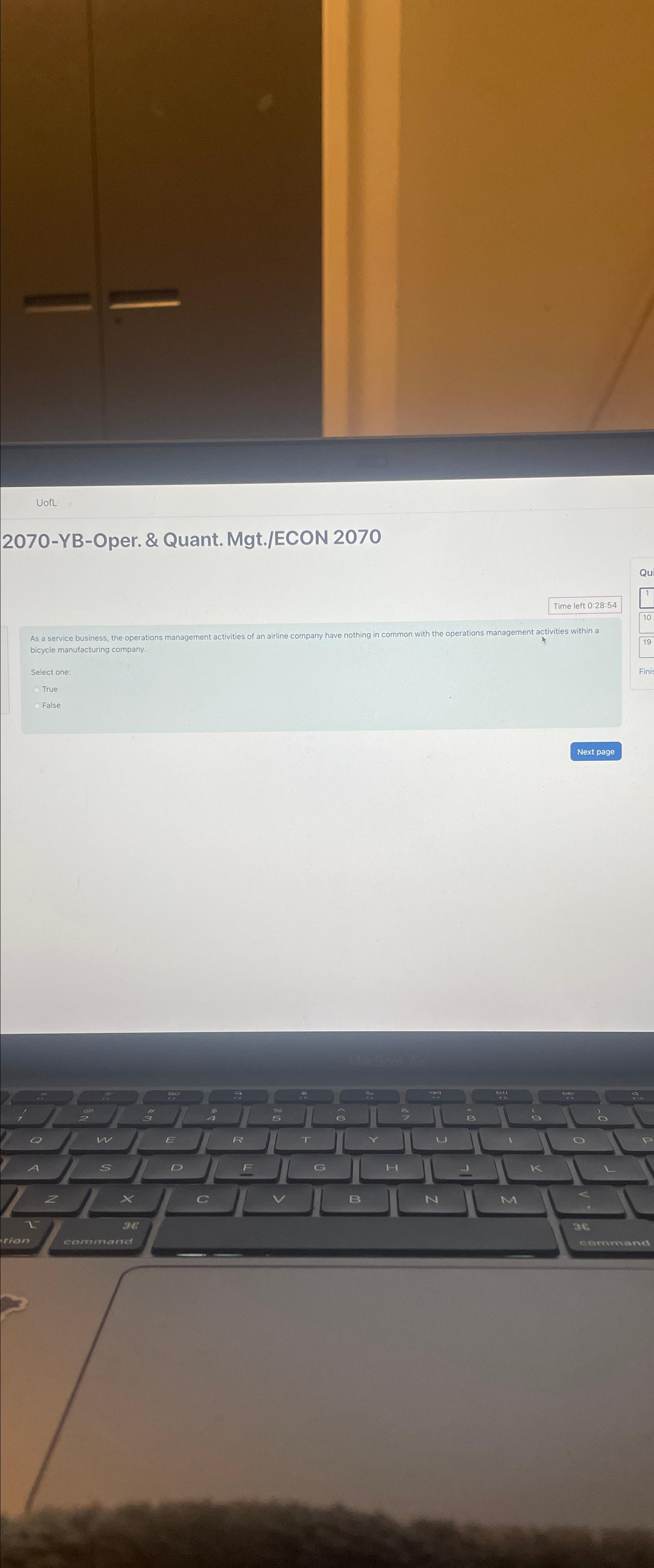  UofL 2070-YB-Oper. & Quant. Mgt./ECON 2070 Time left 0:28:54 As a