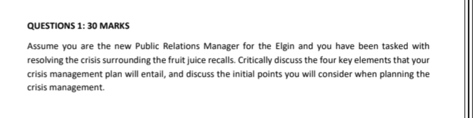  i need 4 key elements that a crisis management plan should