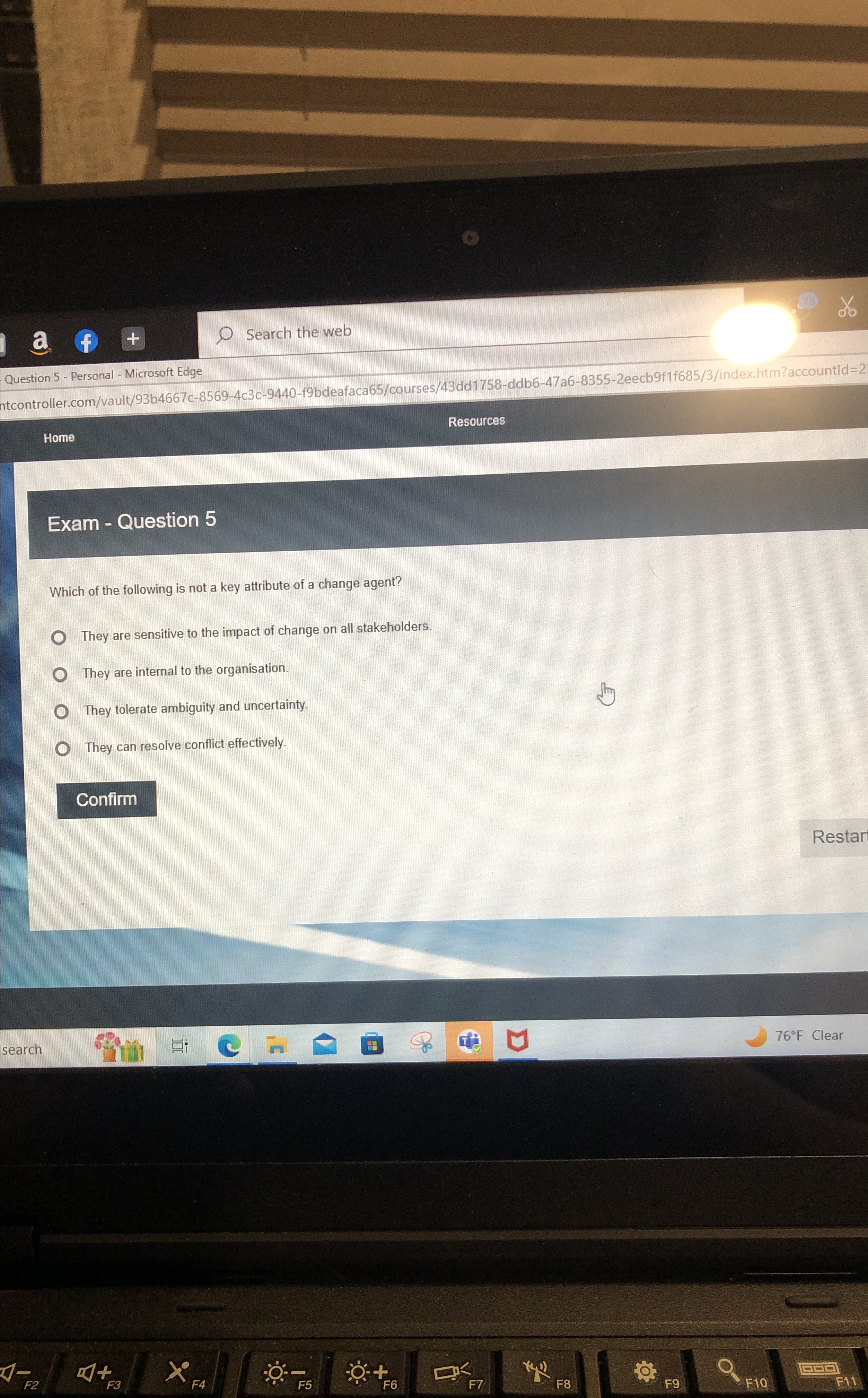  Question 5- Personal - Microsoft Edge Search the web itcontroller.com/vault/93b4667c-8569-4c3c-9440-f9bdeafaca65/courses/43dd1758-ddb6-47a6-8355-2eecb9f1f685/3/index.htm?accountld=2 Home