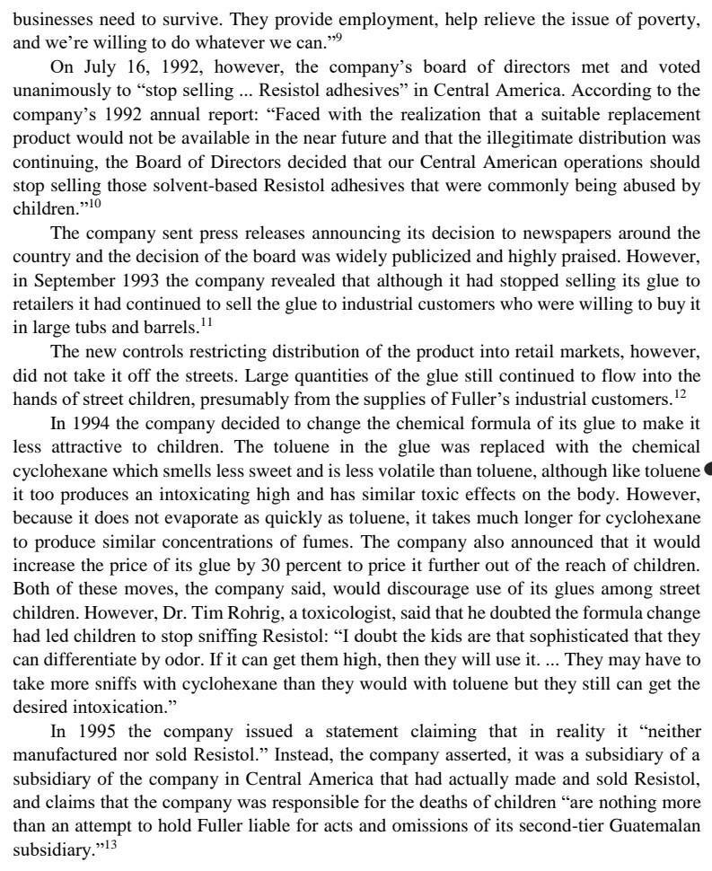 constraints behind it. H. B. Fuller and the Street Children of Central
