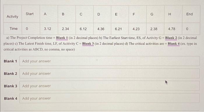 C B D E F H End Start A B C D