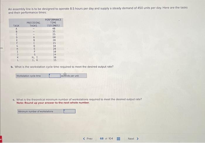  An assembly line is to be designed to operate 8.5 hours
