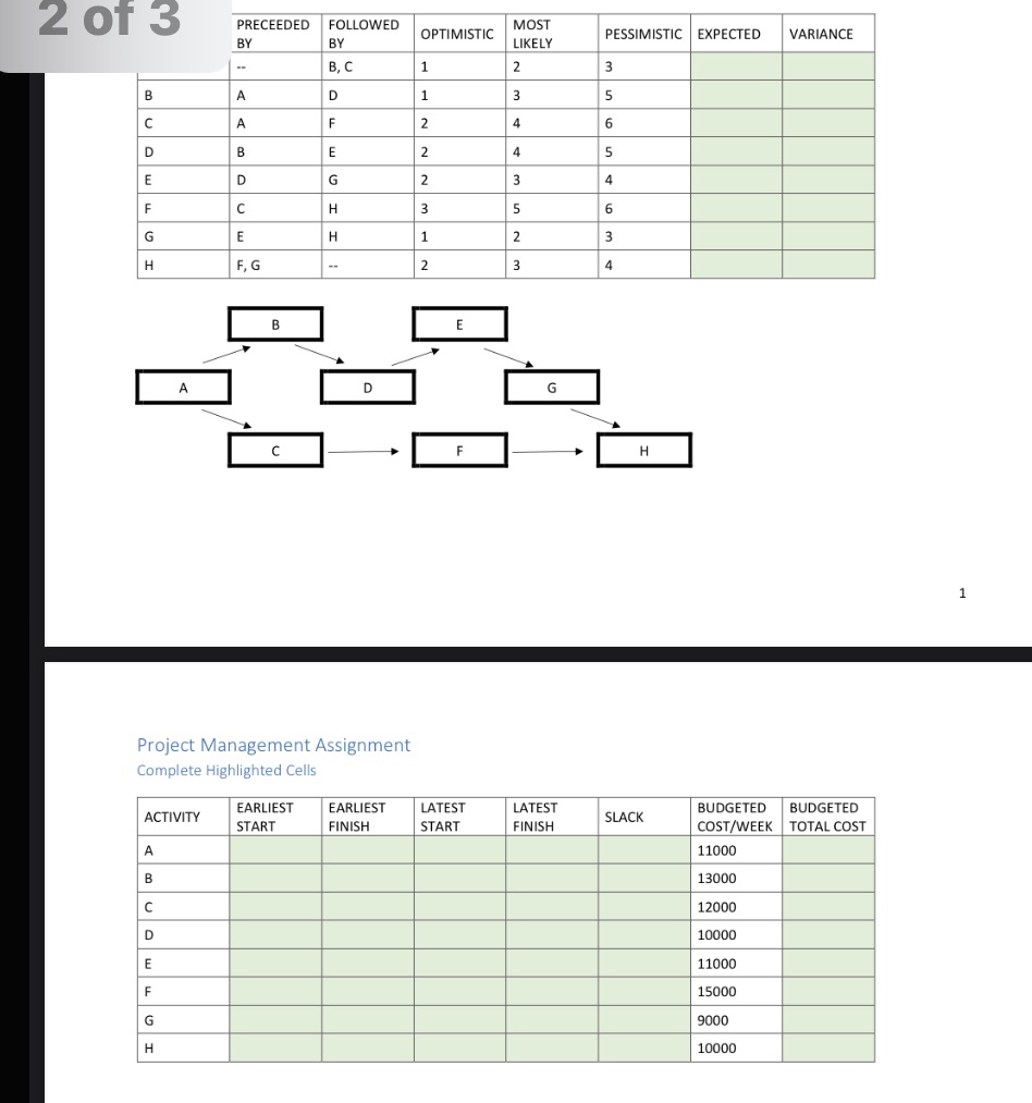 Insert the numbers and headings in your table as seen in the