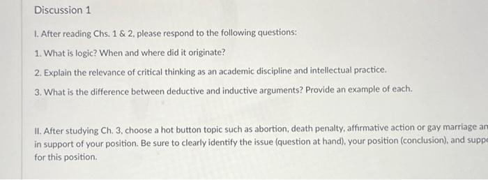 please answer will give a thumbs up 1. After reading Chs. 1&2,