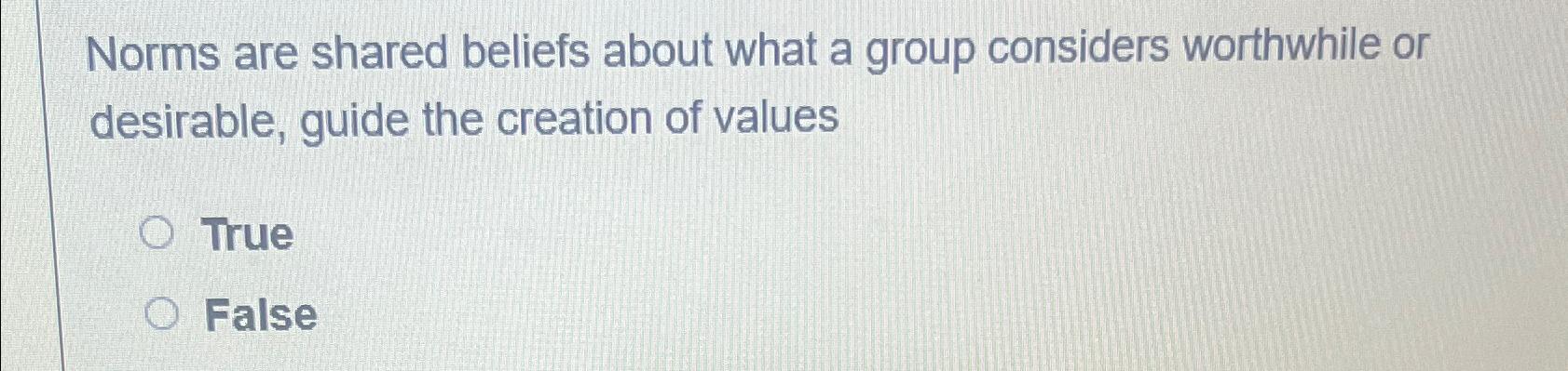  Norms are shared beliefs about what a group considers worthwhile or