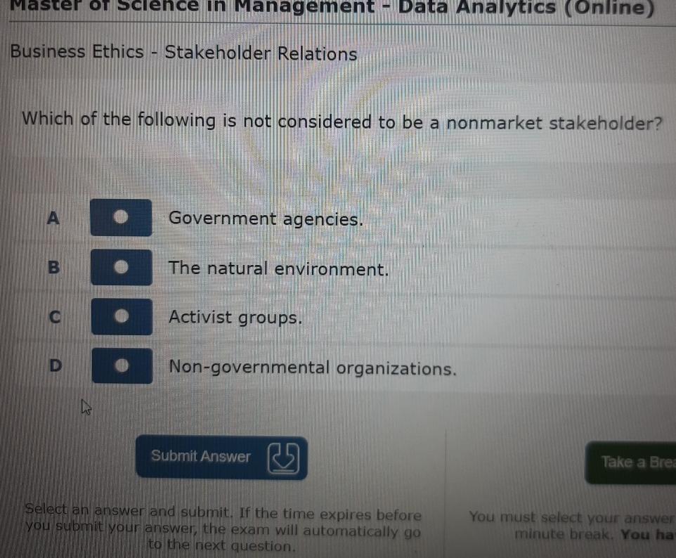  Master or Science in Management - Data Analytics (Online) Business Ethics