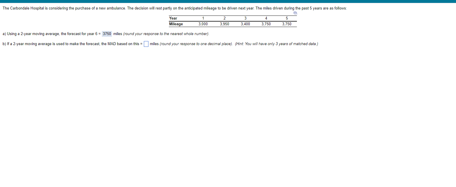 Please calculate the MAD = mean absolute deviation and show all steps.