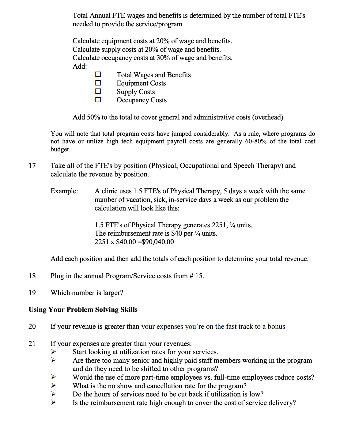 of determining program costs and revenues. If you follow each step below,