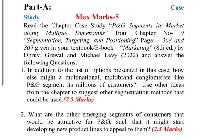  Part-A: Case Study Max Marks-5 Read the Chapter Case Study P&G