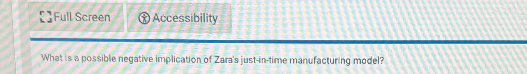  Full Screen (Accessibil What is a possible negative implication of Zara's