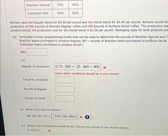 pound for Bramilian Natural and $0.62 per pound for Colomblan Mad. The