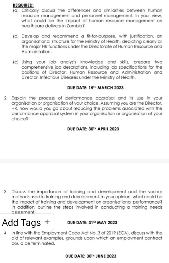  human resource REQUIRED: (a) Critically discuss the differences and similarities between
