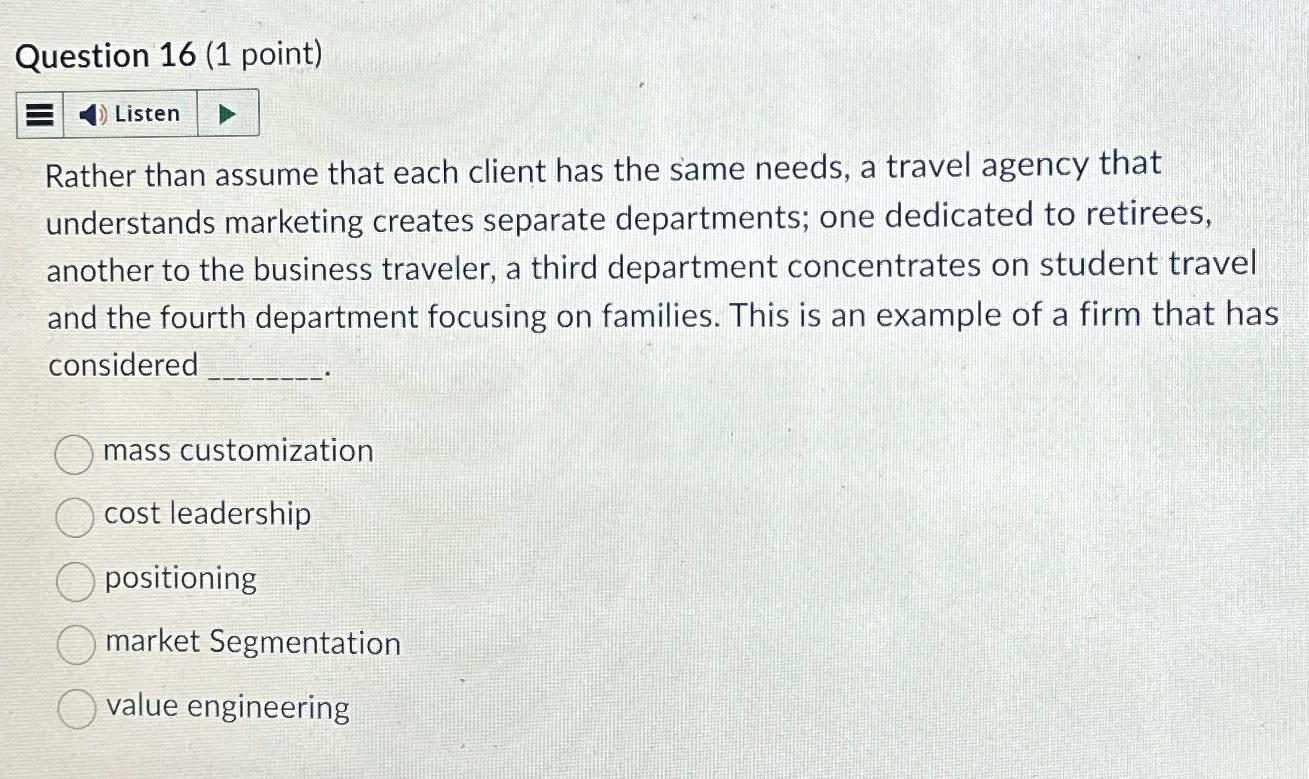  Question 16(1 point) Rather than assume that each client has the