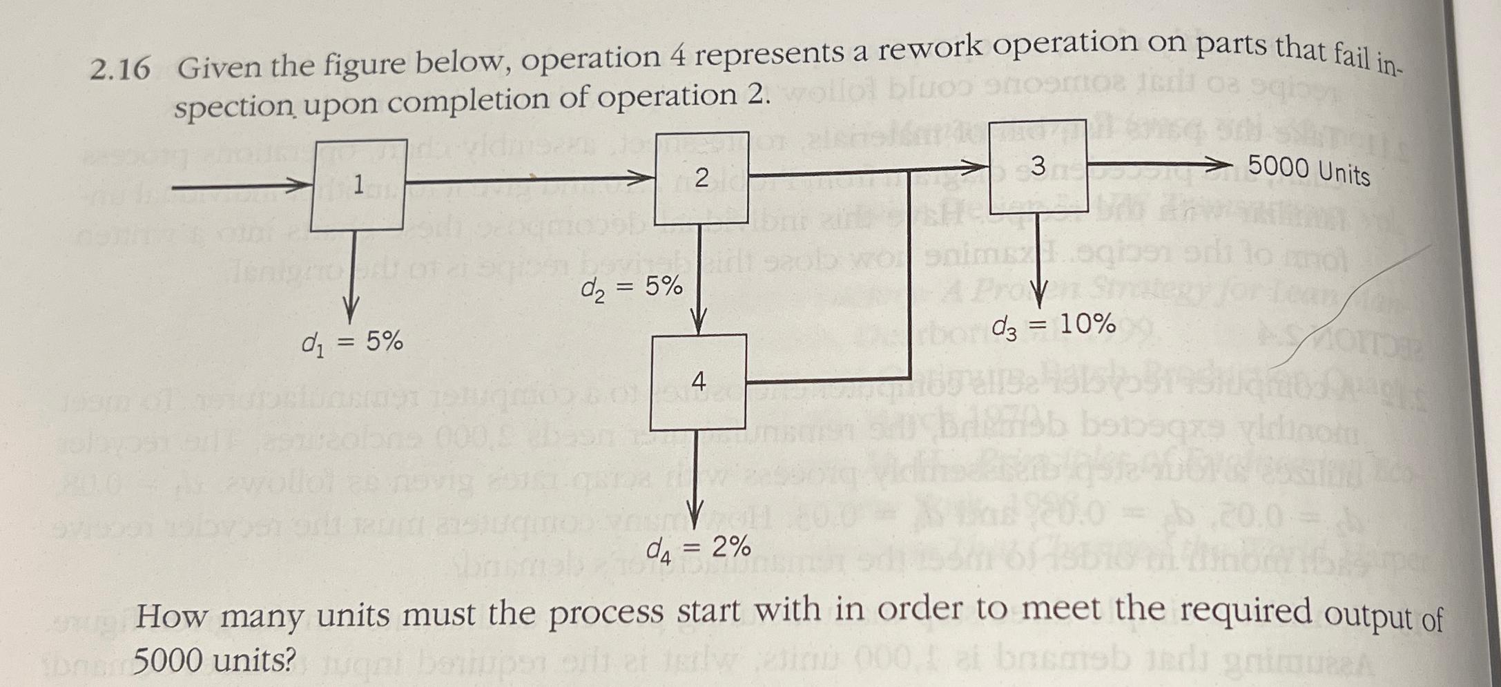  2.16 Given the figure below, operation 4 represents a rework operation
