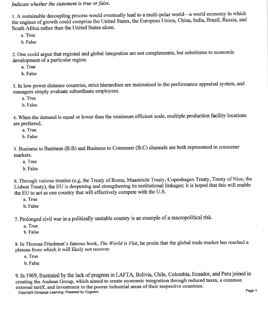 1. A sustainable decoupling process would eventually lead to a multi-polar