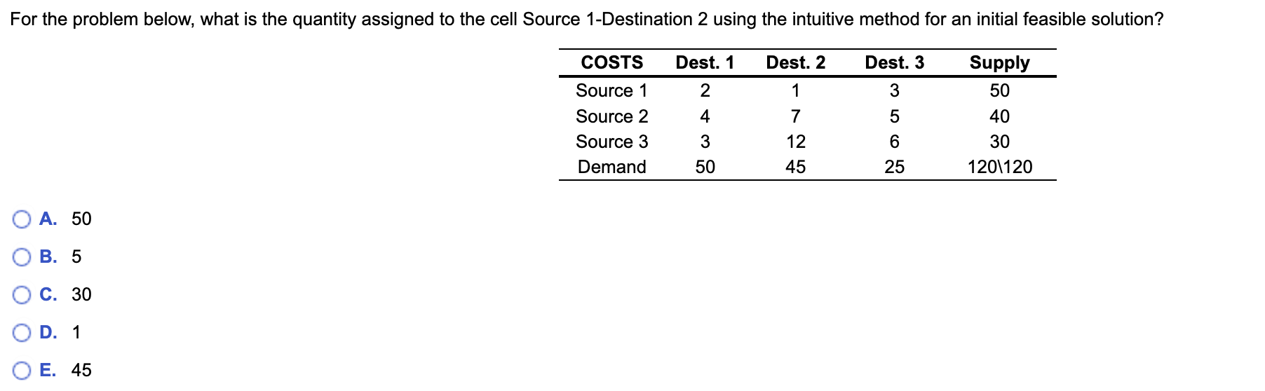 For the problem below, what is the quantity assigned to the