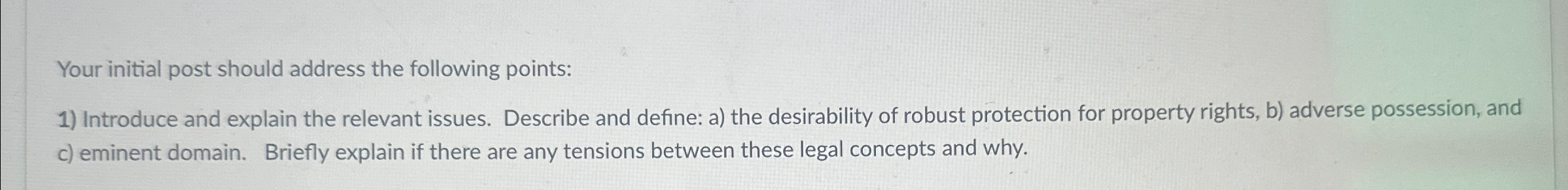  Your initial post should address the following points: Introduce and explain