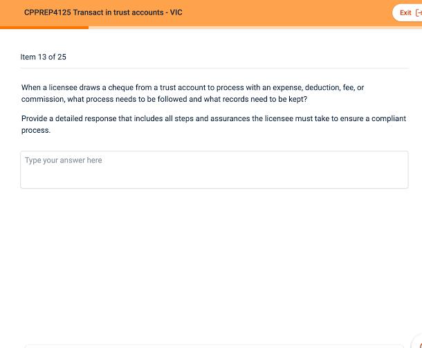  CPPREP4125 Transact in trust accounts - NSW Item 13 of 25