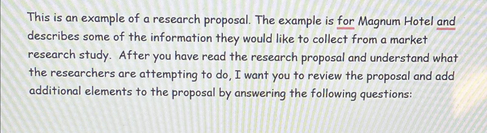  This is an example of a research proposal. The example is