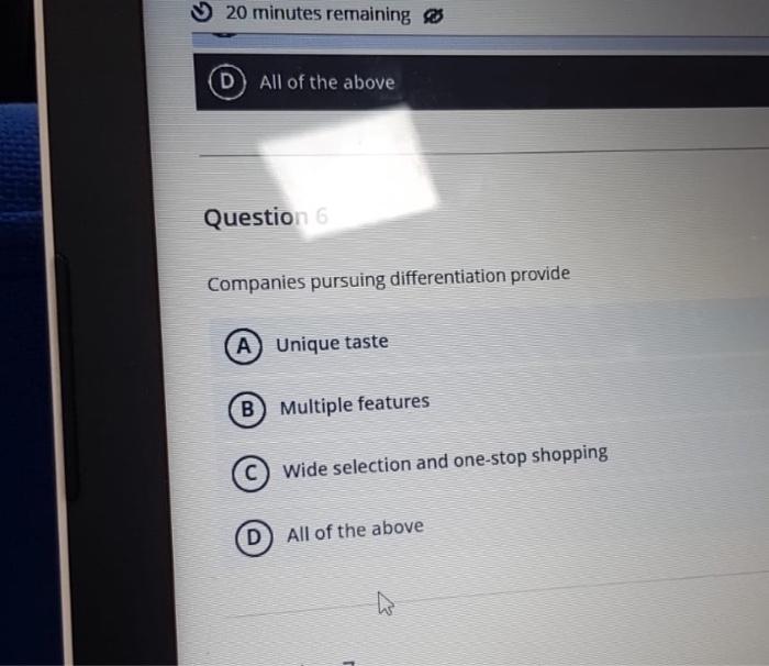  Companies pursuing differentiation provide Unique taste Multiple features Wide selection and