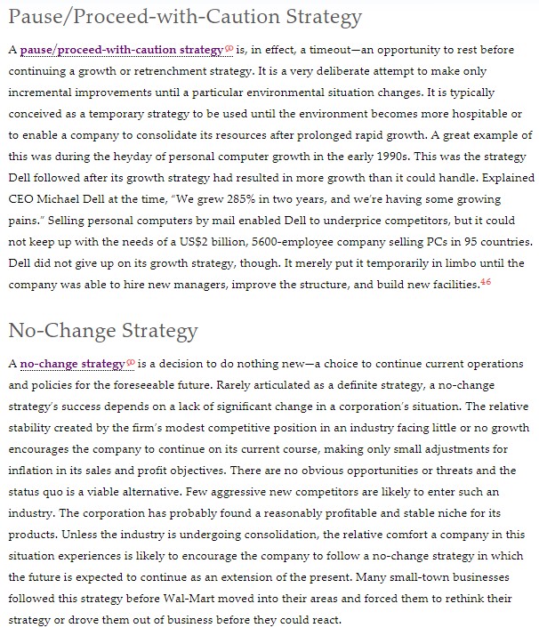 choice of direction for a firm as a whole and the management