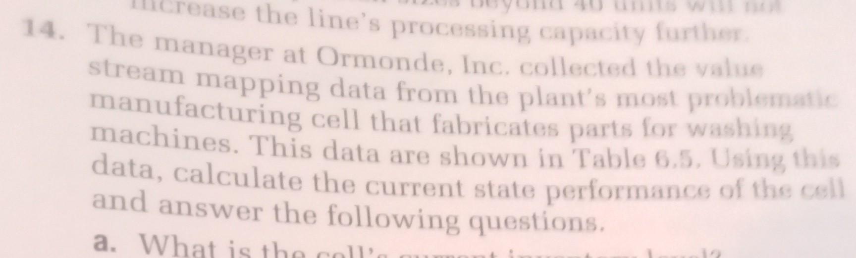 14. The mate the line's processing capacity further. streamonager at Ormonde,
