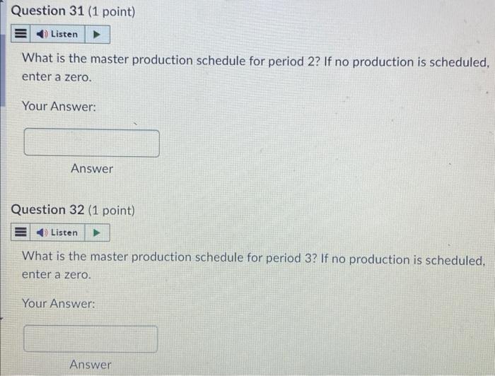 24 master production schedule problems that follow. A firm is planning their