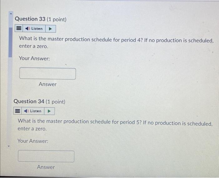 master production schedule for January and February. The forecast for all of