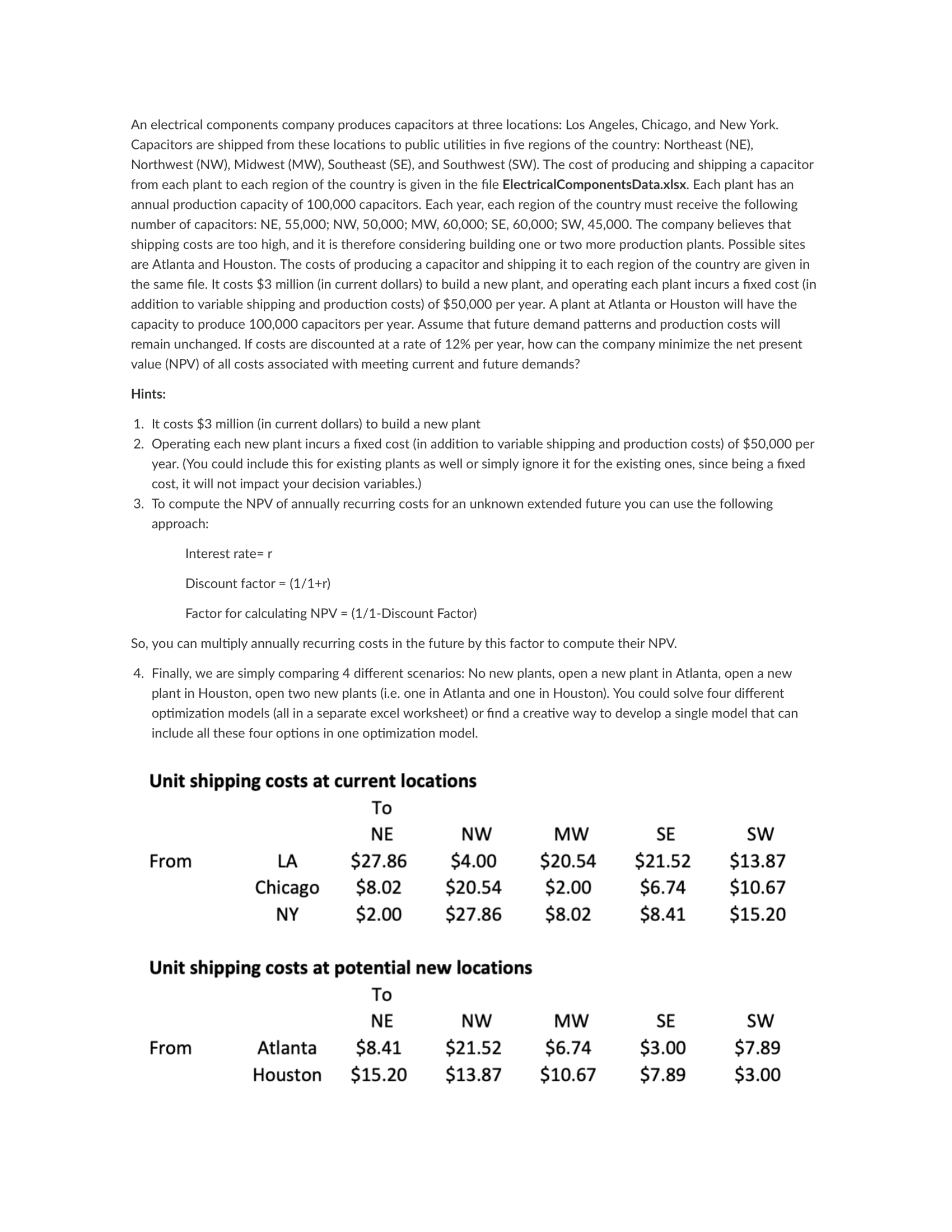  PLEASE SOLVE USING EXCEL AND THE SOLVER FUNCTION. DO NOT SOLVE