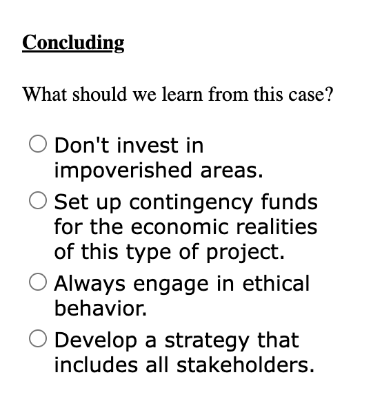  Concluding What should we learn from this case? Don't invest in