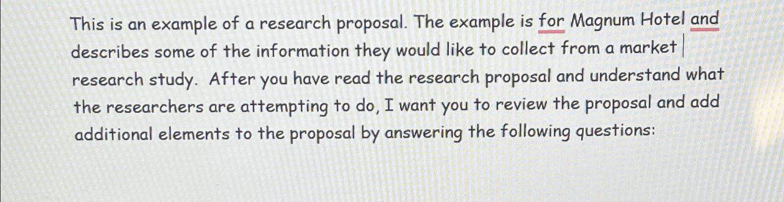  This is an example of a research proposal. The example is