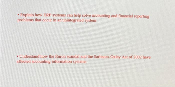 - Explain how ERP systems can help solve accounting and financial