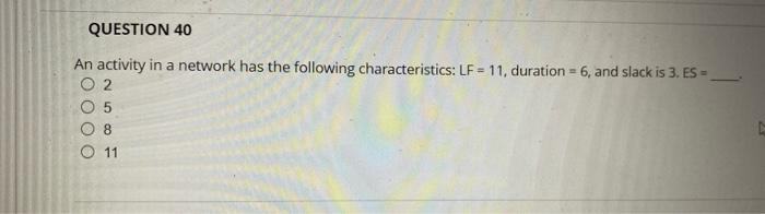 Please help me find the Early Start (ES) An activity in a