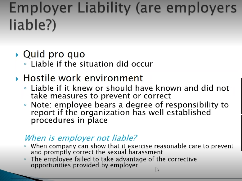 - The harasser requests sexual activity from the employee in exchange for