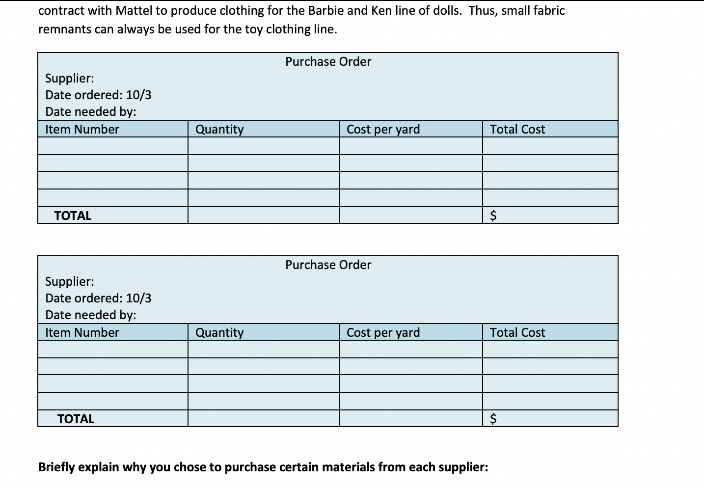 as placemats, pillows, and window treatments). The company keeps a limited number
