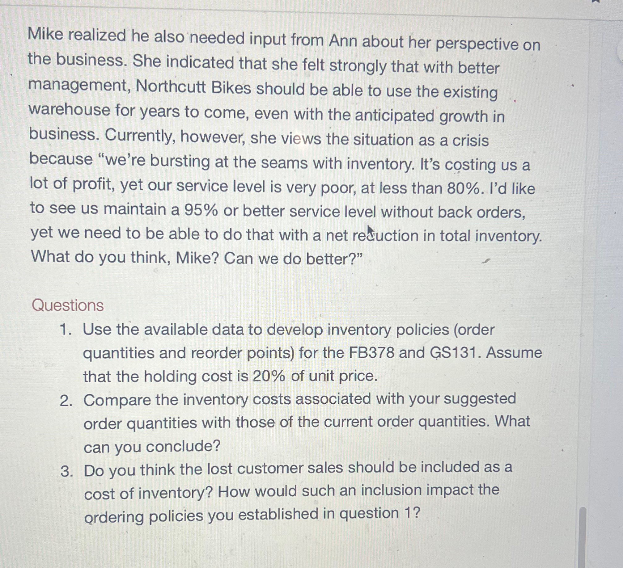  Mike realized he also needed input from Ann about her perspective