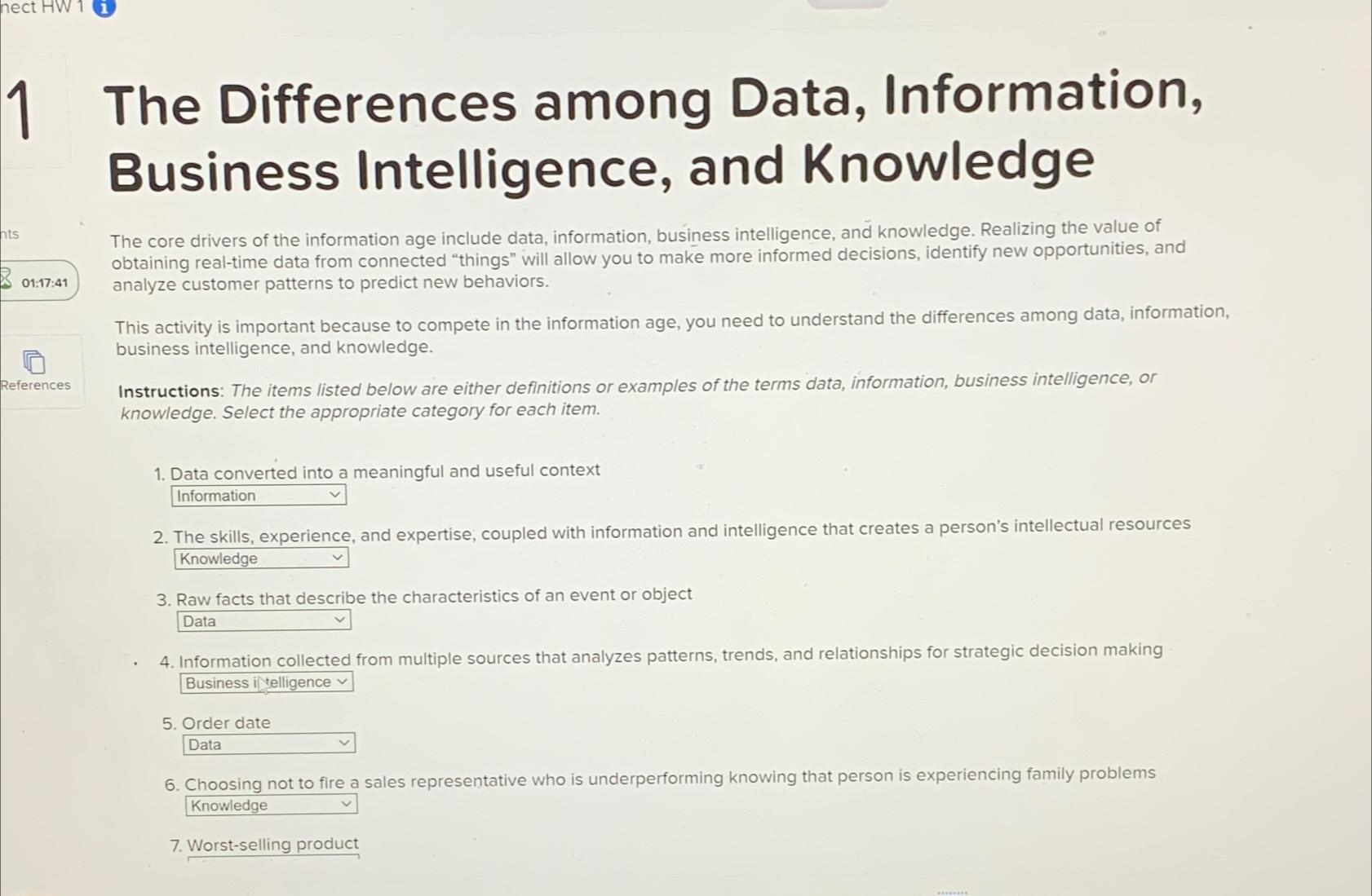  1 The Differences among Data, Information, Business Intelligence, and Knowledge The