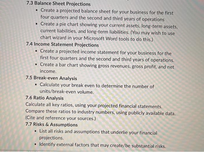  7.3 Balance Sheet Projections - Create a projected balance sheet for