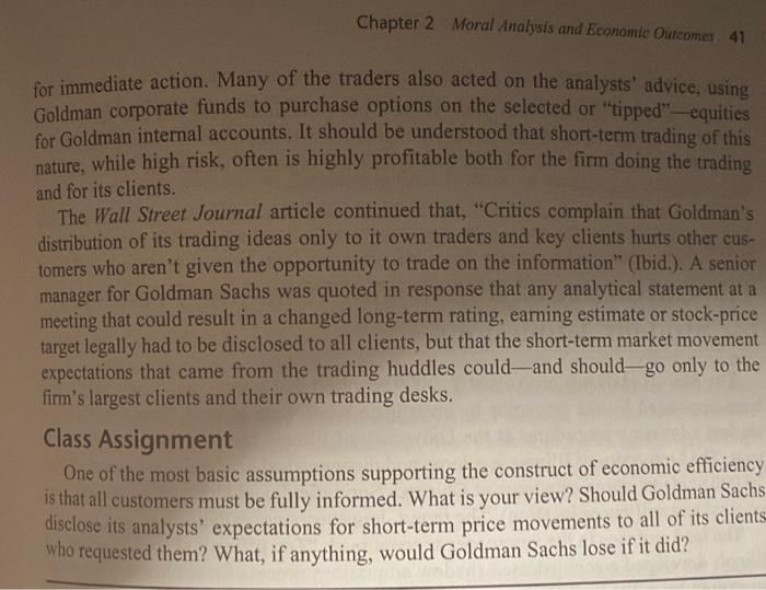 ( business management issues) Case 2-1 Goldman Sachs and Information Advantages for