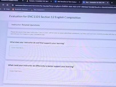  Evaluation for ENC1101 Section 12 English Composition Instructor-Reiated Questions What does