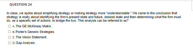  In class, we spoke about simplifying strategy or making strategy more