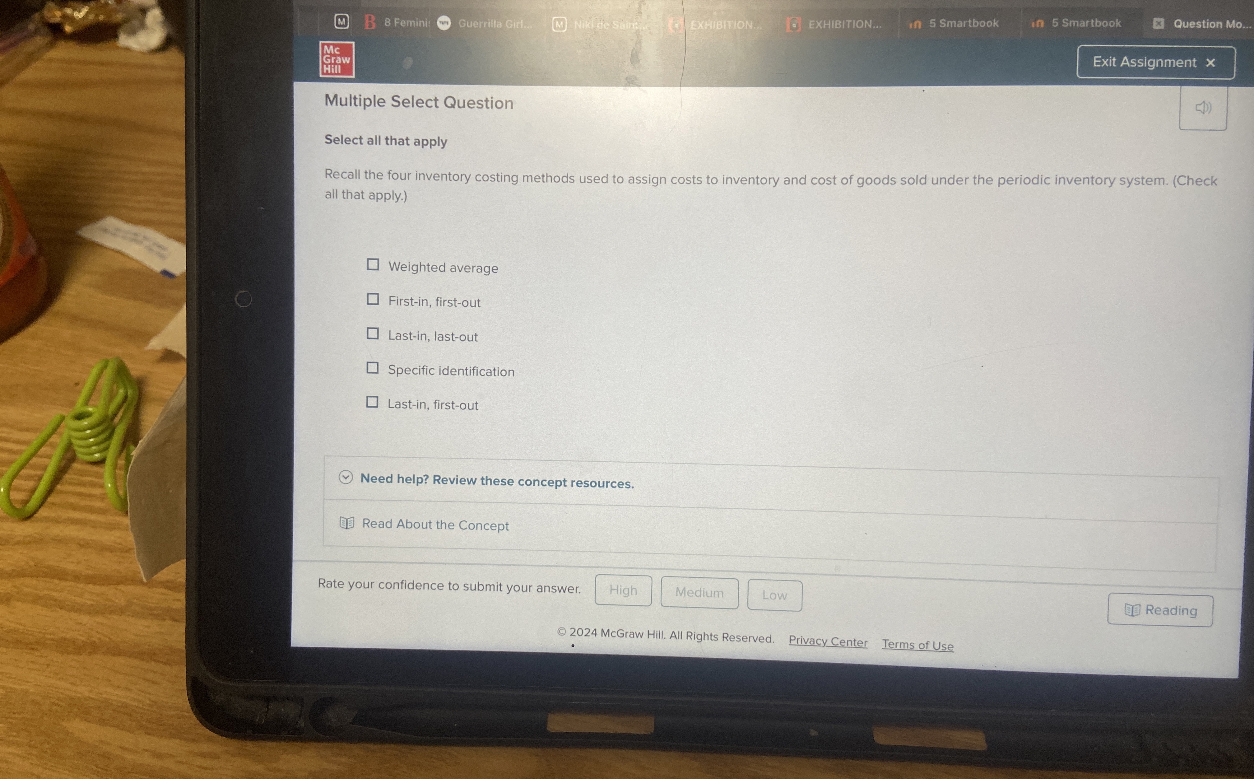  Multiple Select Question Select all that apply Recall the four inventory