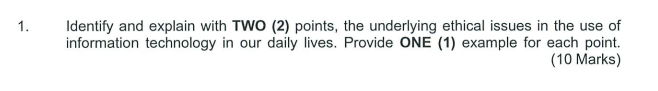 Identify and explain with TWO (2) points, the underlying ethical issues