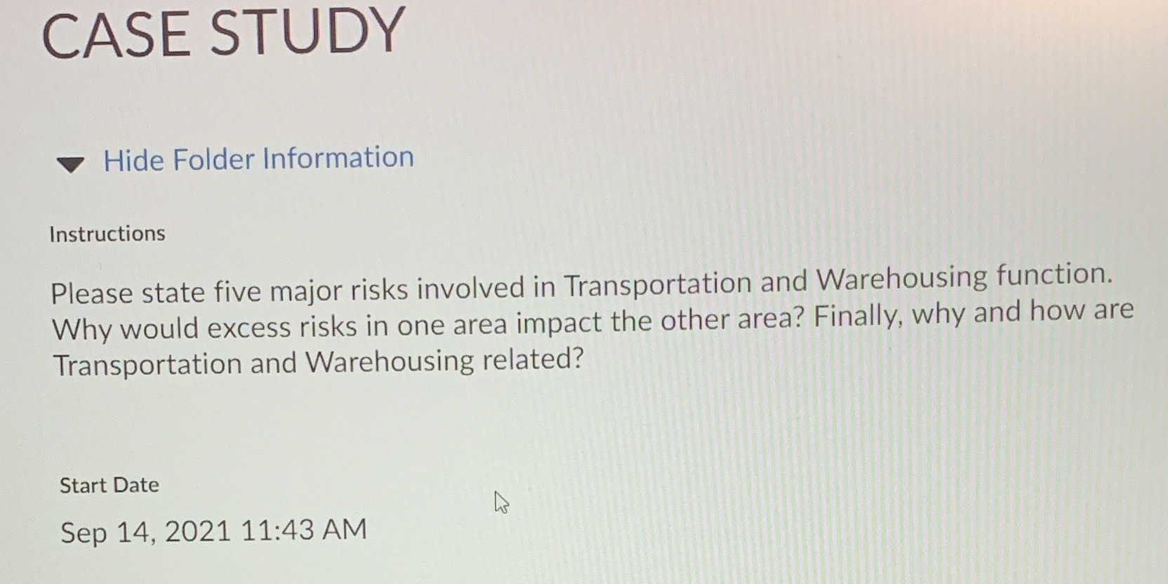 CASE STUDY Hide Folder Information Instructions Please state five major risks