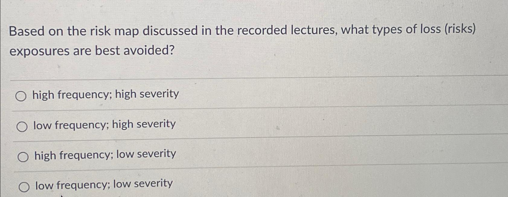  Based on the risk map discussed in the recorded lectures, what