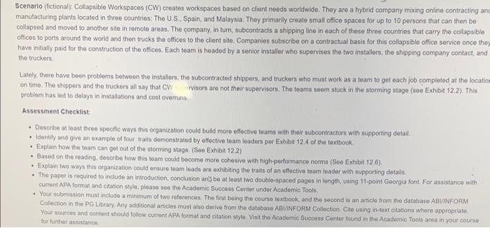  Scenario (fictional) Coliapsible Workspaces (CW) creates workspaces based on client needs