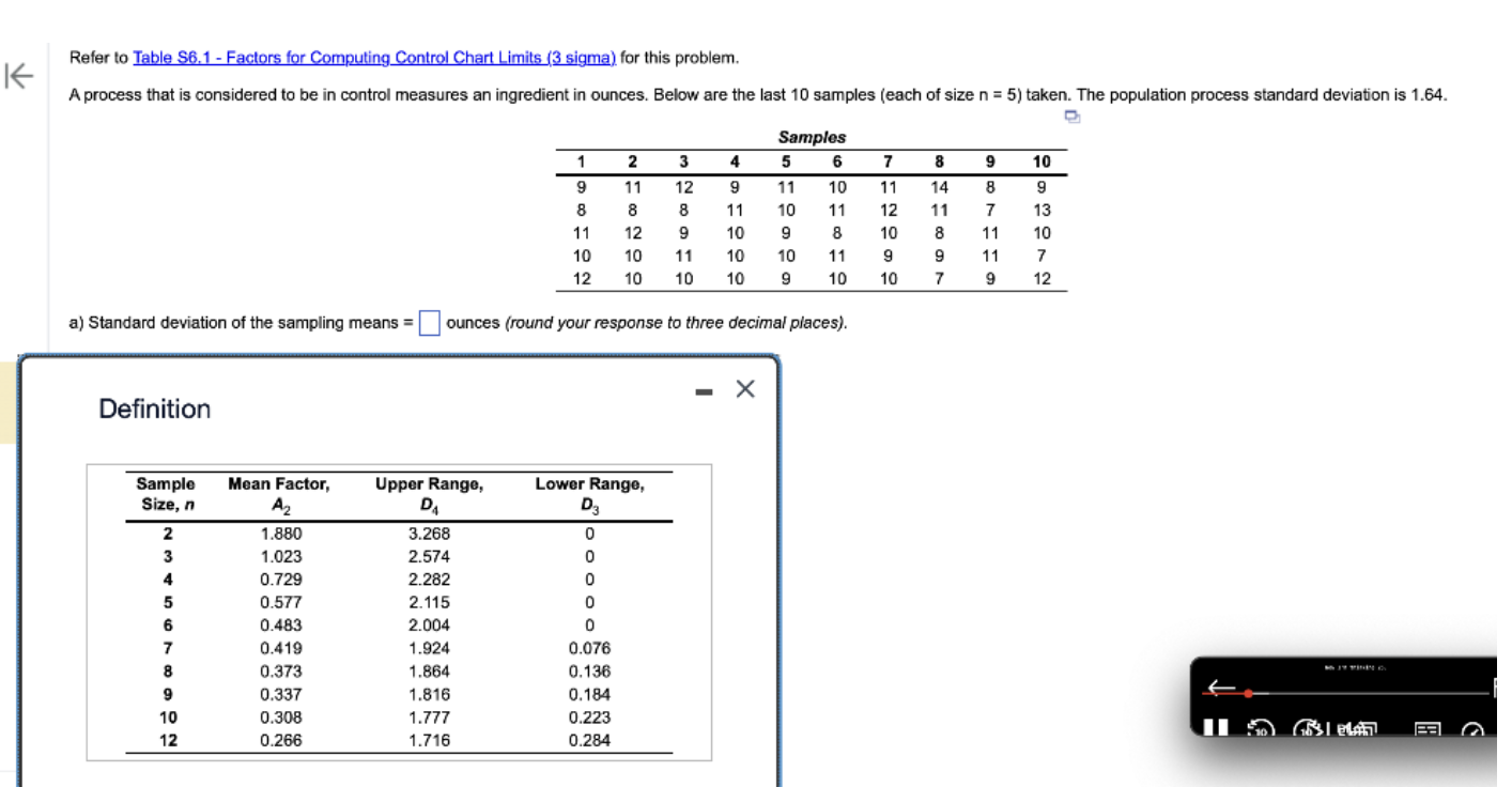 the standard deviation is 0.735 Part 2 a) Standard deviation of the