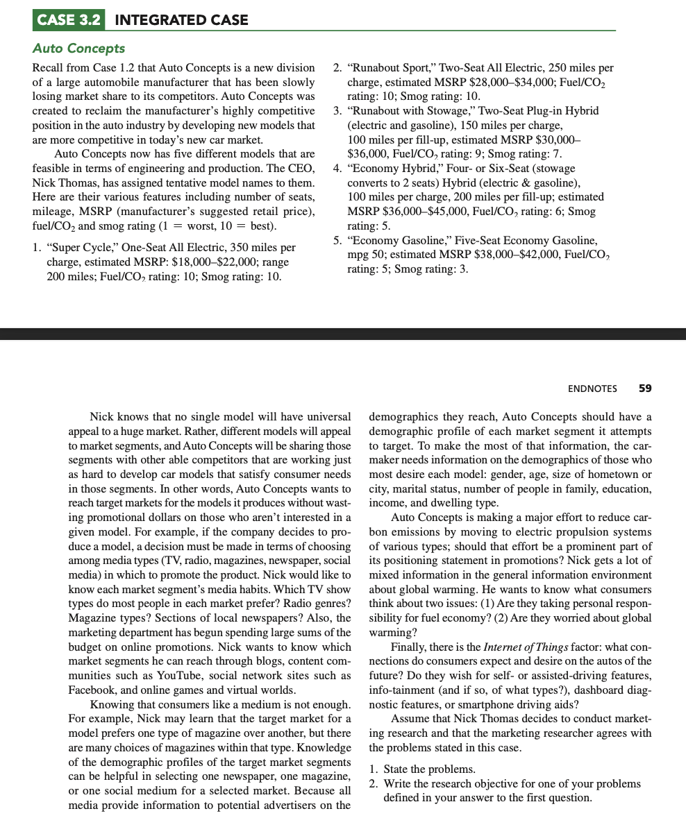  Auto Concepts Recall from Case 1.2 that Auto Concepts is a