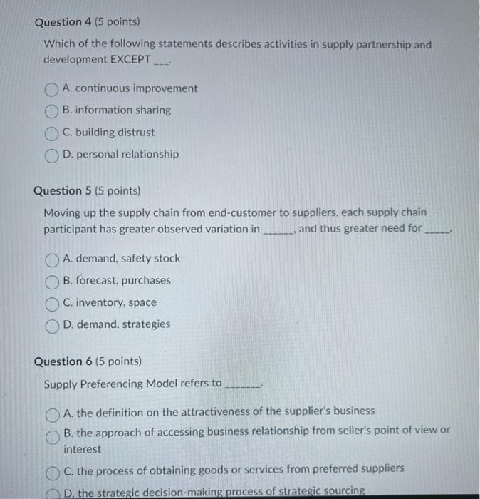 shipped in high volume C. shipped to many locations D. inexpensive Question